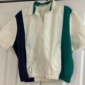 NWT Stephen Williams men's cotton blend short sleeve zip up shirt size XL